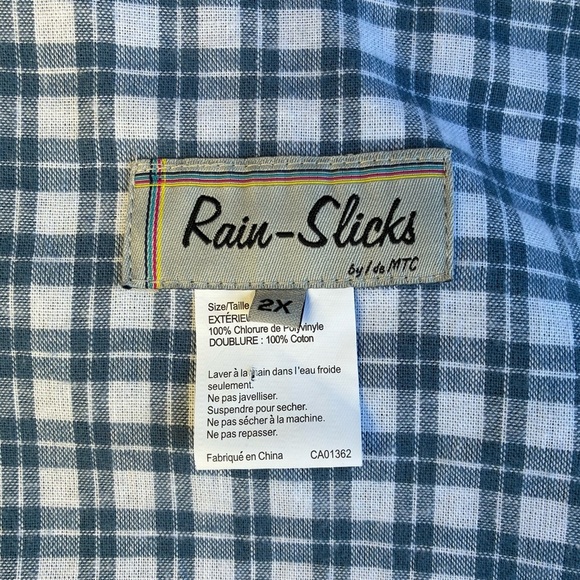 Rain Slicks Classic Blue Hooded Raincoat 2X - Picture 5 of 5